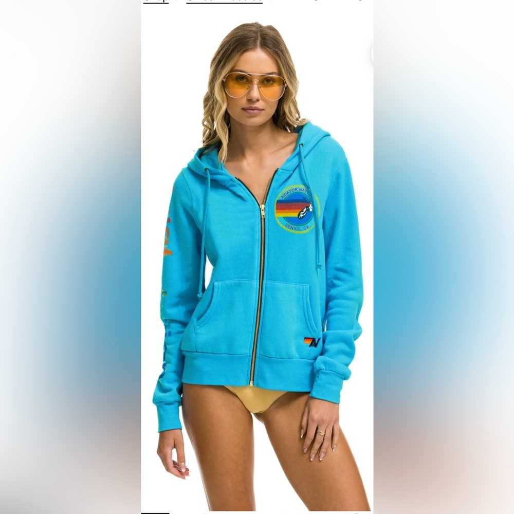 Aviator Nation Blue Zip-Up Hoodie